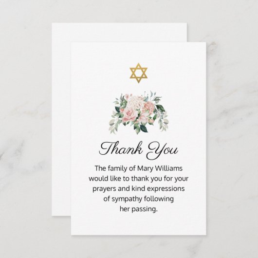 David Joodse begrafenis Bedankkaart (Voorkant / Achterkant)