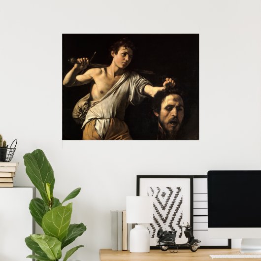 David met het hoofd van Goliath, Caravaggio Poster (Thuiskantoor)