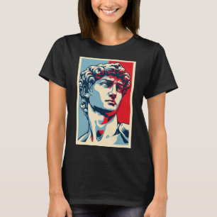 David Michelangelo in Pop Art: Blauw-Rood Portret T-shirt