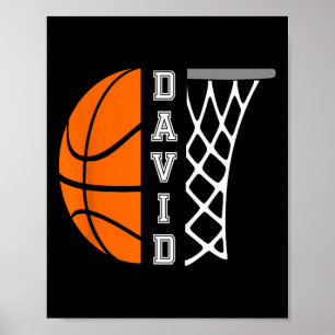 David Naam Gepersonaliseerde Basketbalspeler Grafi Poster