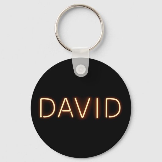 David Name in Ggloed Neon Lights Sleutelhanger (Voorkant)