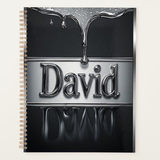 David Nom en Métal Liquide Chrome (Devant)