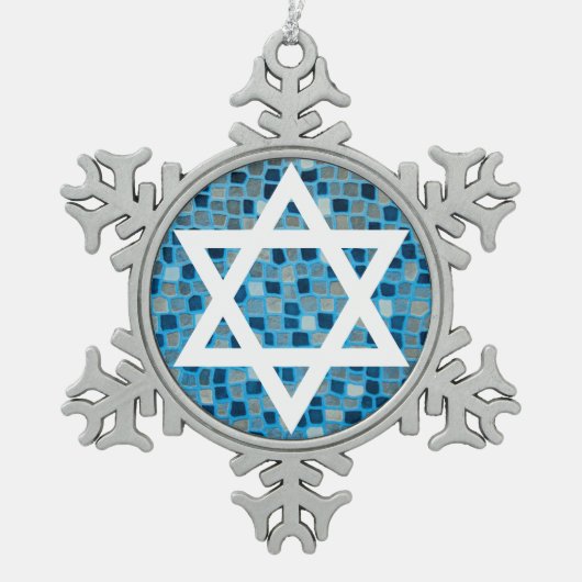 David op Blue Mosaic Tegel Pattern Ornament (Voorkant)