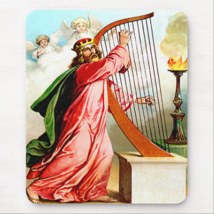 David prees god over harp mousepad muismat
