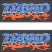 David prénom Nom Autocollant Stickers (Devant)