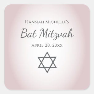 David Simple  Blush Pink Bat Mitswa Vierkante Sticker