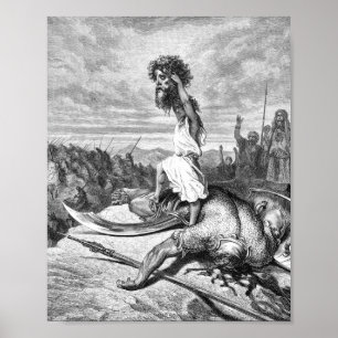 David Slays Goliath uit Gustave Dore 1886 Poster