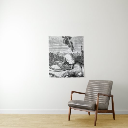 David Slays Goliath uit Gustave Dore 1886 Wandkleed (In situ)