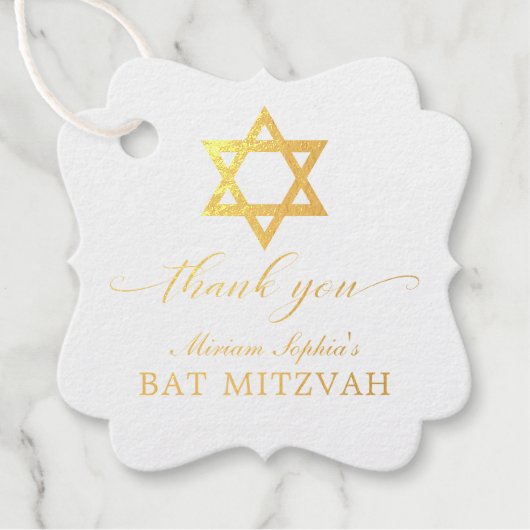 David Ster van Bat Mitzvah Bedankt Bedankjes Labels (Voorkant)