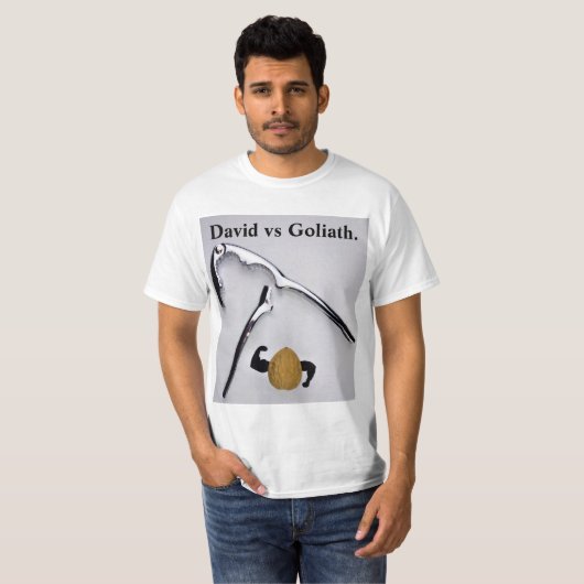David tegen Goliath. T-shirt (Voorkant volledig)