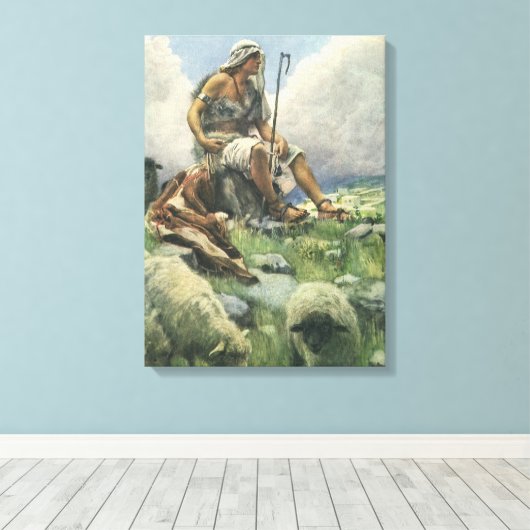 David the Shepherd door Copping, religie Canvas Afdruk (Insitu (Houten vloer))