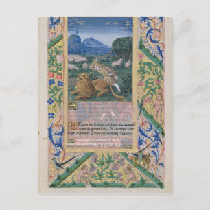 David verdedigt de schapen van zijn vader tegen ee briefkaart