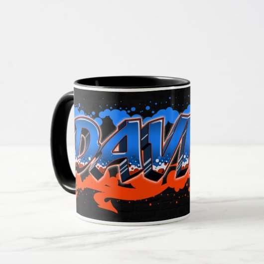 Davide prénom Graffiti blue tasse orange (Devant gauche)