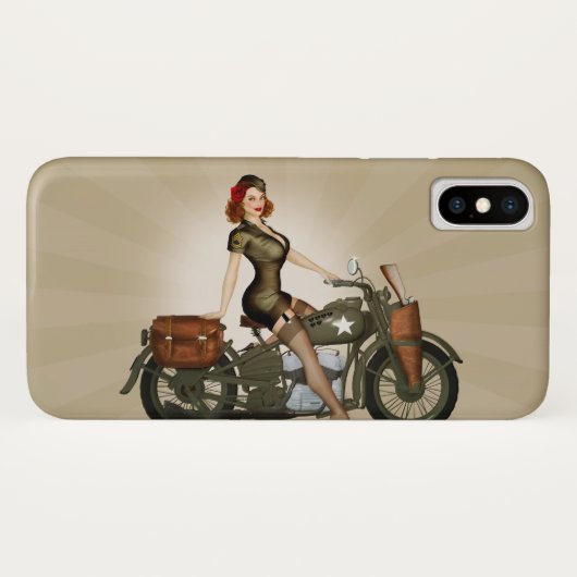 Davidson Army Motorcycle iPhone X Hoesje (Achterkant (horizontaal))