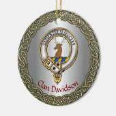 Davidson Clan Badge/Tartan Thistle Personalized Keramisch Ornament (Links)