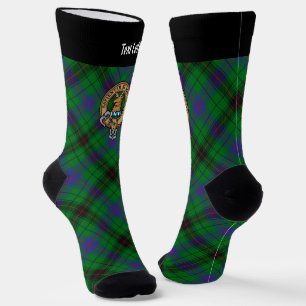 Davidson Clan Crest over tartan Sokken