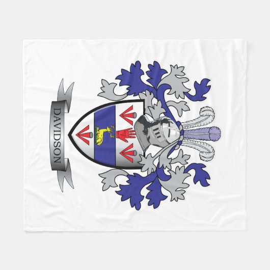 Davidson Family Crest Coat of Arms Fleece Deken (Voorkant (Horizontaal))