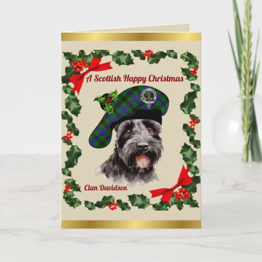 Davidson Scottie Dog Gepersonaliseerde Kerst Kaart (Voorkant)