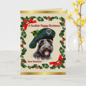 Davidson Scottie Dog Gepersonaliseerde Kerst Kaart (Gele Bloem)