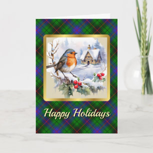 Davidson Tartan met Robin Persoonlijke Kerstmis Kaart