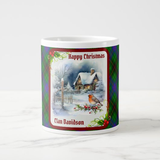 Davidson Tartan & Robin Christmas Extra Grote Beker (Voorkant)