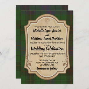 Davidson Tartan Wedding Invitation Kaart