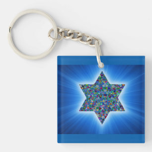 Davidsster met edelstenen sleutelhanger