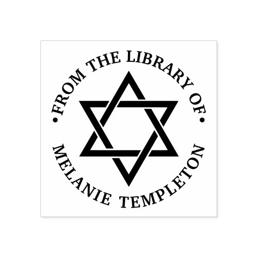 Davidster #3 “Uit de bibliotheek van” Monogram Rubberstempel (Afrduk)