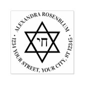 Davidster #4 Chai Ronde Naam Retouradres Zelfinktende Stempel (Design)