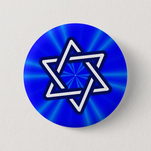 Davidster (Blauw) Ronde Button 5,7 Cm (Voorkant)