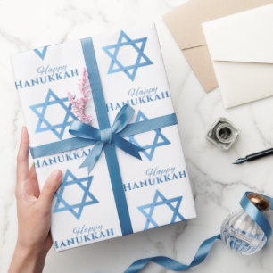 Davidster Gelukkig Hanukka Naadloos Patroon Cadeaupapier