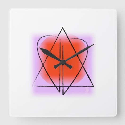 Davidster/Hart Wandklok Vierkante Klok (Voorkant)