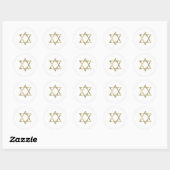 Davidster in glanzend goud ronde sticker (Vel)