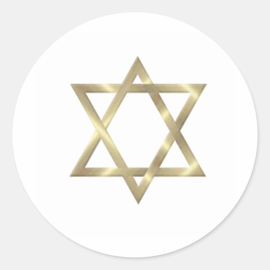 Davidster in glanzend goud ronde sticker (Voorkant)