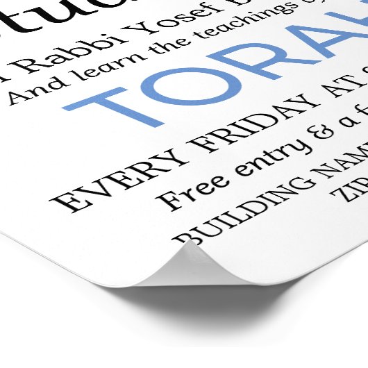 Davidster, Jodendom, Joodse Studies Reclame Poster (Hoek)