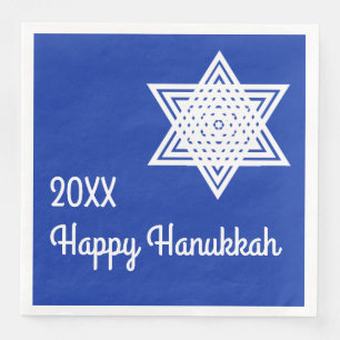 Davidster Wit op Blauwe Achtergrond Hanukkah Pa Servet