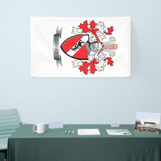 Davies Family Crest Coat of Arms Spandoek (Beurs)