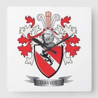 Davies Family Crest Coat of Arms Vierkante Klok