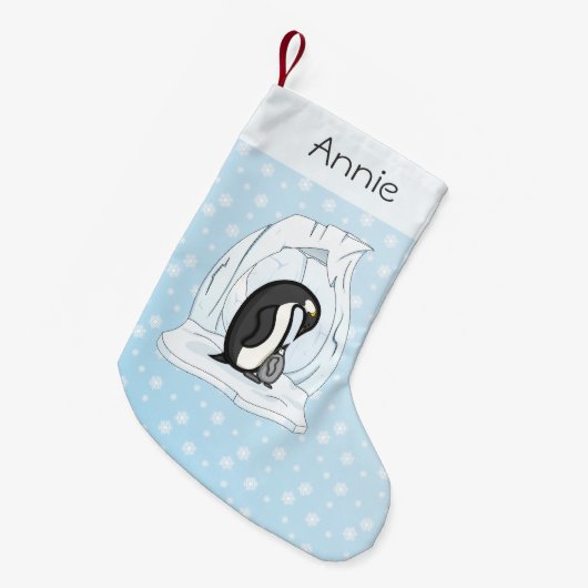 Davin en Annie de Pinguïns Custom Kousen Kleine Kerstsok (Voorkant (Hangend))