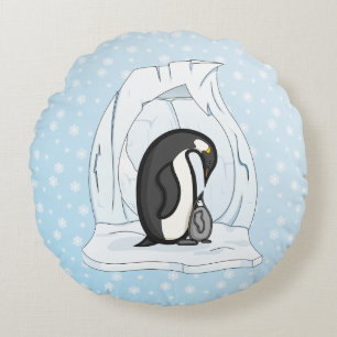 Davin en Annie de Pinguïns Ronde Kussen