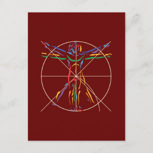 DaVinci Anatomy Man in Chakra Colors Briefkaart