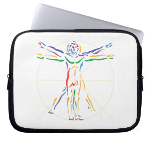 DaVinci Anatomy Man in Chakra Colors Laptop Sleeve