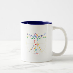 DaVinci Anatomy Man in Chakra Colors Tweekleurige Koffiemok