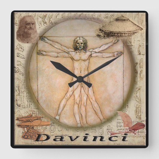 Davinci Vierkante Klok (Voorkant)