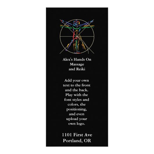 DaVinci Vitruvian Man Chakra kleuren Reclamekaart (Voorkant)