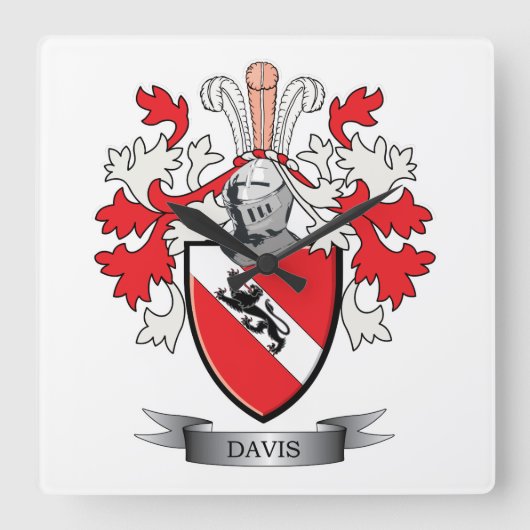 Davis Coat de Arms Vierkante Klok (Voorkant)