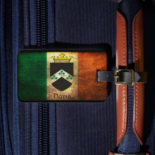 Davis Crest Irish Flag Bagagelabel (Voorkant Insitu 4)