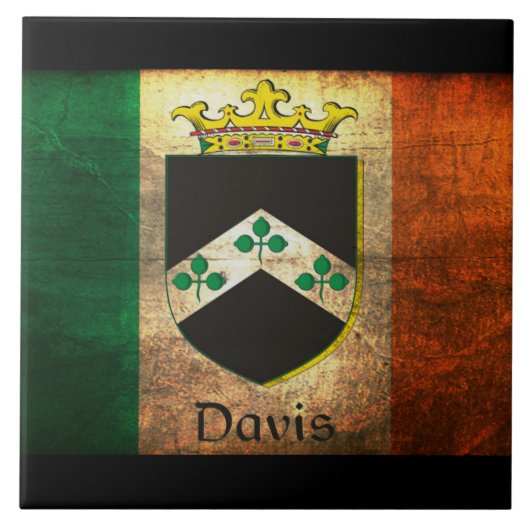 Davis Crest Irish Flag Tegeltje (Voorkant)
