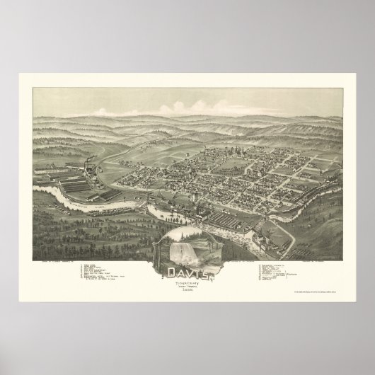 Davis, WV Panoramic Map - 1898 Poster (Voorkant)