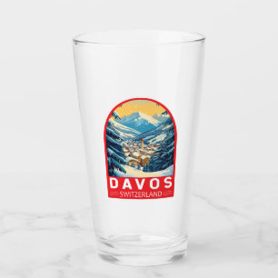 Davos Zwitserland Travel Art Embleem Glas